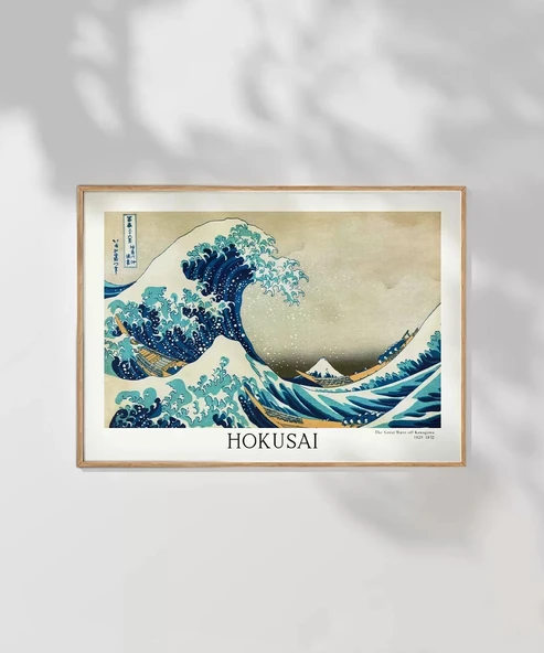 Çerçevesiz Poster Hokusai Kanagawa Açıklarında Büyük Dalga - Resim 7