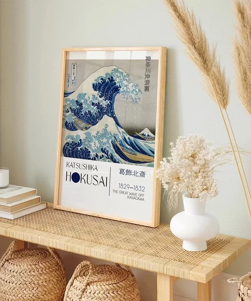 Çerçevesiz Poster Hokusai Kanagawa Açıklarında Büyük Dalga - Resim 4