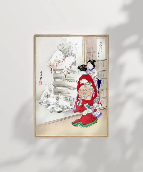 Çerçevesiz Poster Kimono ve Kar - Resim 6