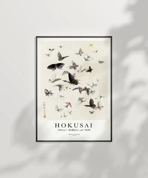 Çerçevesiz Poster Hokusai Hokusai'nin Kelebekleri ve Güveleri - Resim 3
