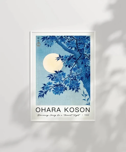 Çerçevesiz Poster Ohara Koson Mehtaplı Gecede Çiçek Açan Kiraz - Resim 6