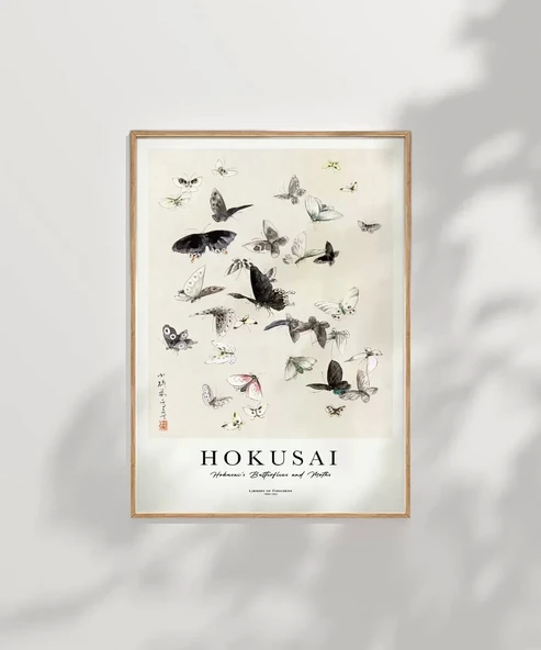 Çerçevesiz Poster Hokusai Hokusai'nin Kelebekleri ve Güveleri - Resim 2