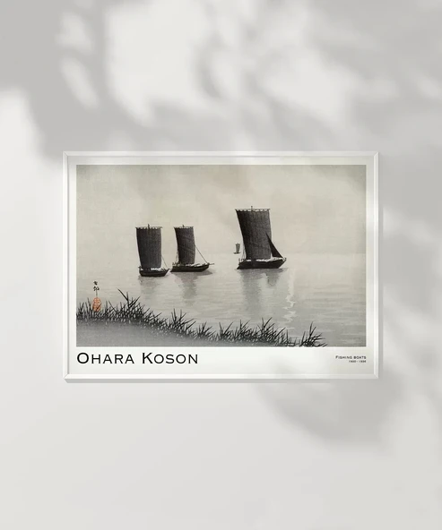 Çerçevesiz Poster Ohara Koson Balıkçı Teknesi - Resim 6