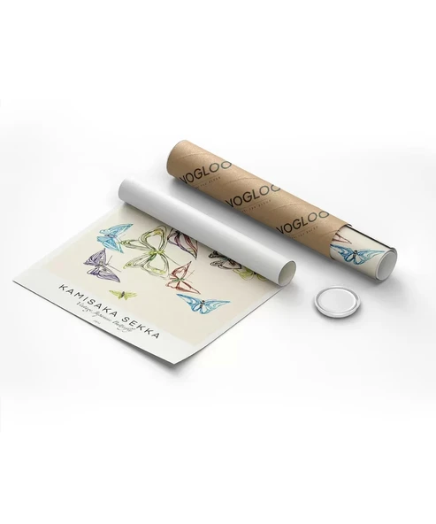 Çerçevesiz Poster Kamisaka Sekka Vintage Japon Kelebekler - Resim 8