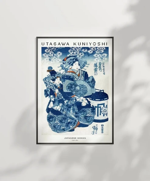 Çerçevesiz Poster Utagawa Kuniyoshi Japon Kadın - Resim 2