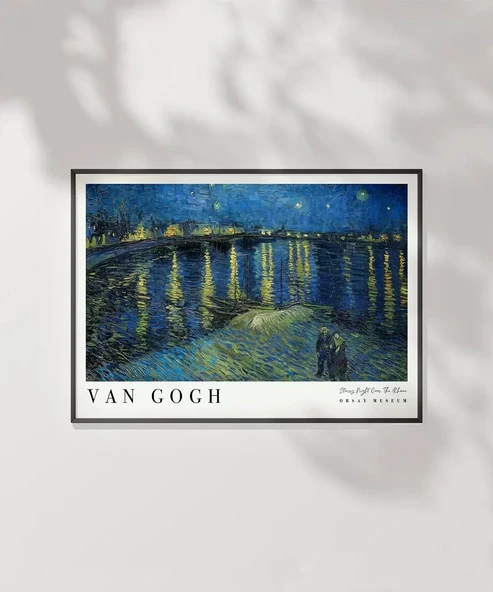 Çerçevesiz Poster Vincent Van Gogh Ren Nehri’nde Yıldızlı Bir Gece - Resim 2