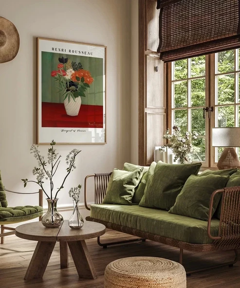 Çerçevesiz Poster Henri Rousseau Çiçek Buketi - Resim 3