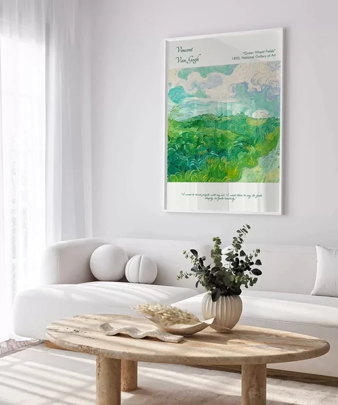 Çerçevesiz Poster Vincent Van Gogh Yeşil Buğday Tarlası - Resim 3