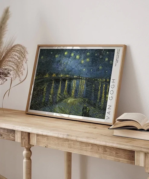 Çerçevesiz Poster Vincent Van Gogh Rhone'da Yıldızlı Geceler - Resim 4