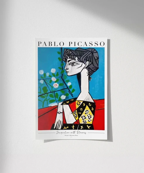 Çerçevesiz Poster Pablo Picasso Jacqueline with Flowers ürün görseli