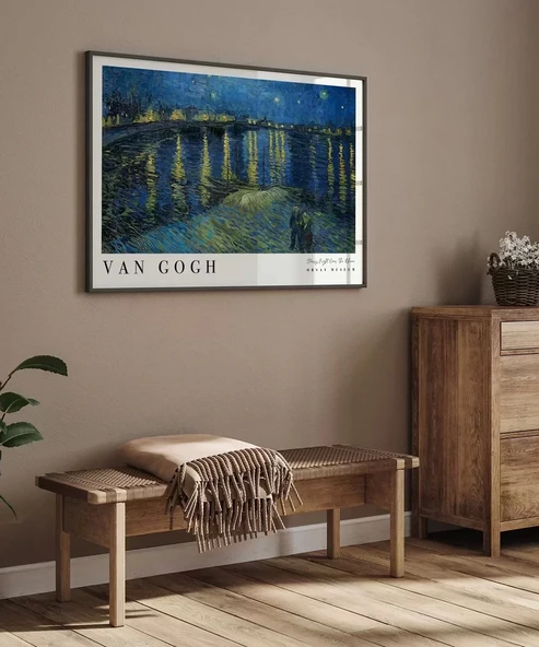 Çerçevesiz Poster Vincent Van Gogh Ren Nehri’nde Yıldızlı Bir Gece - Resim 5