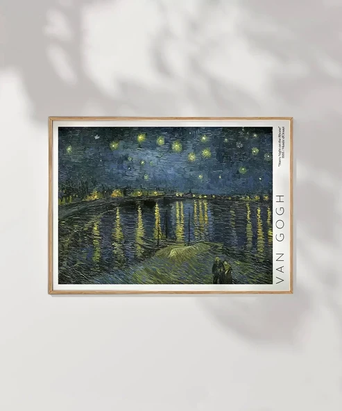 Çerçevesiz Poster Vincent Van Gogh Rhone'da Yıldızlı Geceler - Resim 7