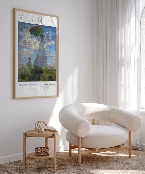 Çerçevesiz Poster Claude Monet Şemsiyeli Kadın - Resim 4