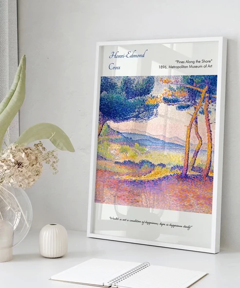 Çerçevesiz Poster Henri-Edmond Cross Kıyı Boyunca Çamlar 2 - Resim 4