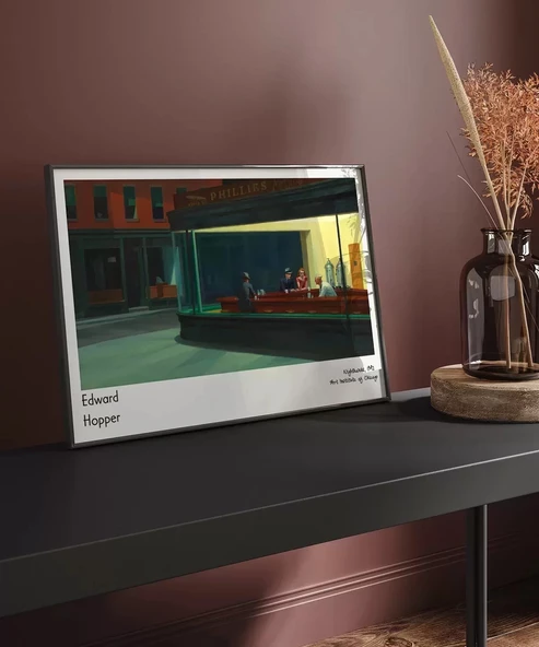 Çerçevesiz Poster Edward Hopper Nighthawks - Resim 5