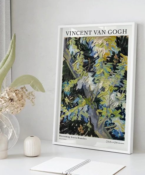 Çerçevesiz Poster Van Gogh Çiçek Açan Akasya Dalları - Resim 5
