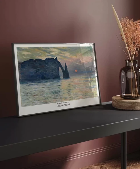 Çerçevesiz Poster Claude Monet Uçurum, Erretat, Gün Batımı - Resim 4
