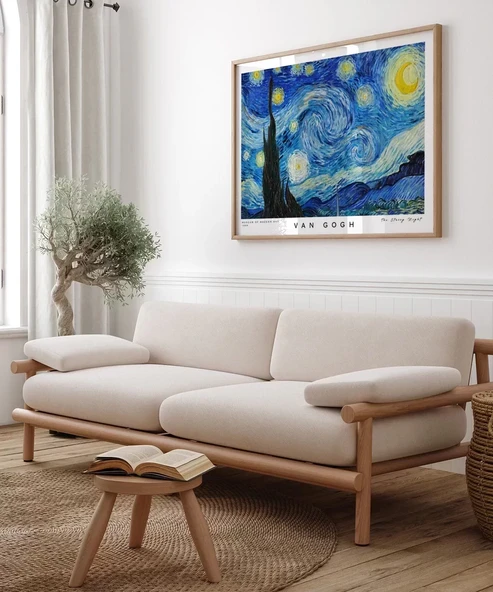 Çerçevesiz Poster Vincent Van Gogh Yıldızlı Gece - Resim 3