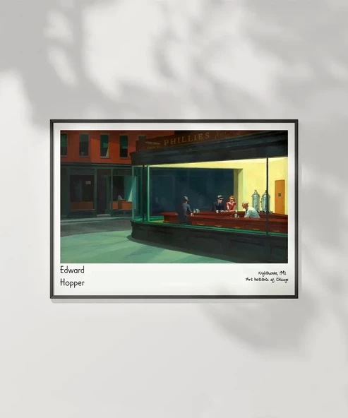 Çerçevesiz Poster Edward Hopper Nighthawks - Resim 6