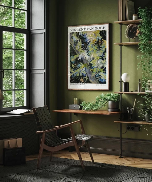 Çerçevesiz Poster Van Gogh Çiçek Açan Akasya Dalları - Resim 3