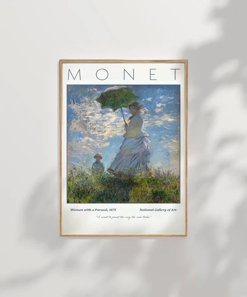 Çerçevesiz Poster Claude Monet Şemsiyeli Kadın - Resim 7