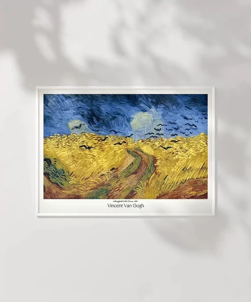 Çerçevesiz Poster Vincent Van Gogh Buğday Tarlası Ve Kargalar - Resim 6