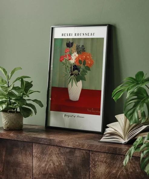 Çerçevesiz Poster Henri Rousseau Çiçek Buketi - Resim 5
