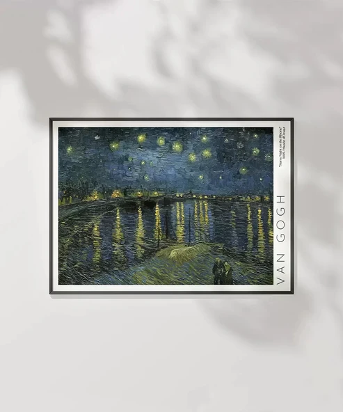 Çerçevesiz Poster Vincent Van Gogh Rhone'da Yıldızlı Geceler - Resim 2