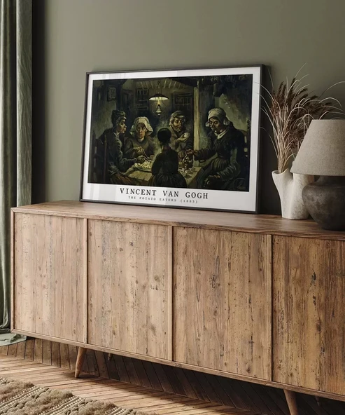 Çerçevesiz Poster Vincent Van Gogh Patates Yiyenler - Resim 4