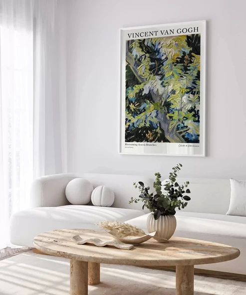 Çerçevesiz Poster Van Gogh Çiçek Açan Akasya Dalları - Resim 4