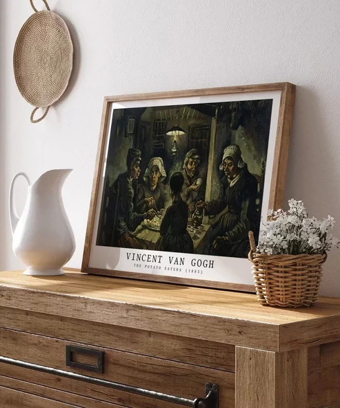 Çerçevesiz Poster Vincent Van Gogh Patates Yiyenler - Resim 5