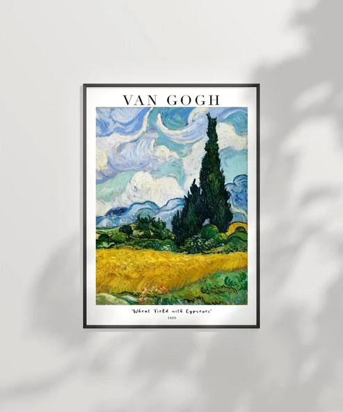 Vincent Van Gog Eygalières Yakınlarında, Haut Galline'de Servi Ağaçlı Buğday Çerçevesiz Poster Tarlası - Resim 2