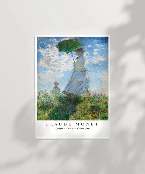 Çerçevesiz Poster Claude Monet Şemsiyeli Kadın (2) - Resim 6