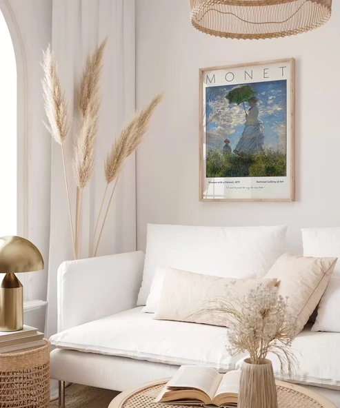 Çerçevesiz Poster Claude Monet Şemsiyeli Kadın - Resim 5