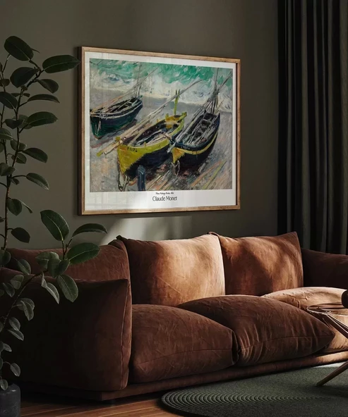 Çerçevesiz Poster Claude Monet Üç Balıkçı Teknesi - Resim 3