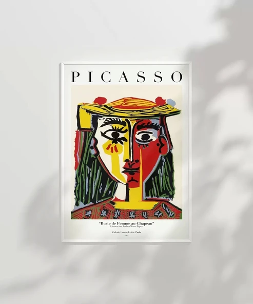 Çerçevesiz Poster Pablo Picasso Şapkalı Kadın Büstü - Resim 6
