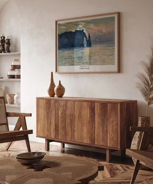 Çerçevesiz Poster Claude Monet Uçurum, Erretat, Gün Batımı - Resim 3