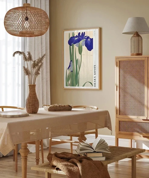 Çerçevesiz Poster Ohara Koson Mavi Irisler - Resim 3