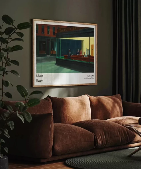 Çerçevesiz Poster Edward Hopper Nighthawks - Resim 4