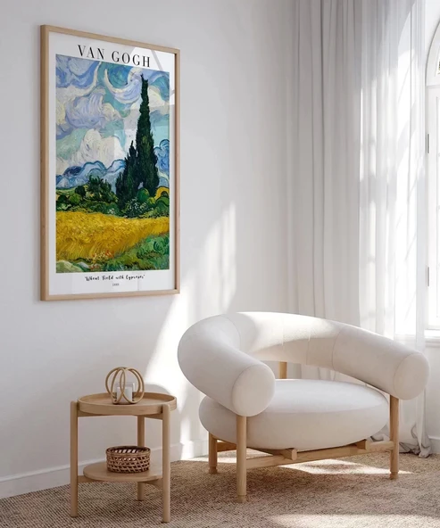 Vincent Van Gog Eygalières Yakınlarında, Haut Galline'de Servi Ağaçlı Buğday Çerçevesiz Poster Tarlası - Resim 5