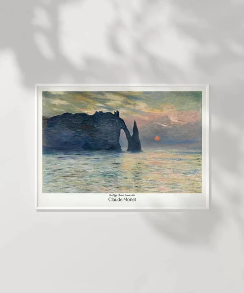 Çerçevesiz Poster Claude Monet Uçurum, Erretat, Gün Batımı - Resim 6