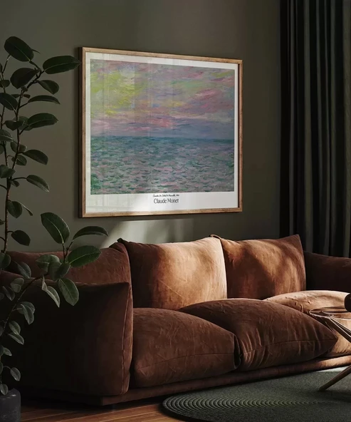 Çerçevesiz Poster Claude Monet Pouville'de Gün Batımı - Resim 3