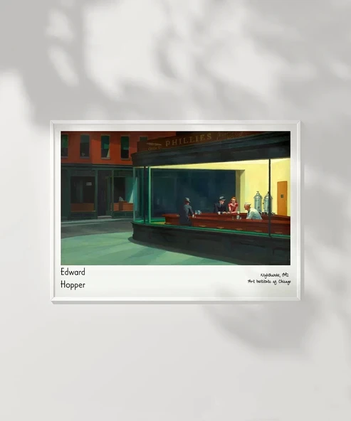 Çerçevesiz Poster Edward Hopper Nighthawks - Resim 7