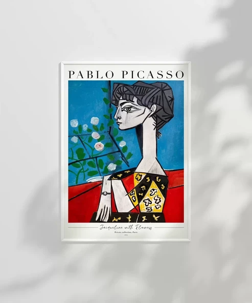 Çerçevesiz Poster Pablo Picasso Jacqueline with Flowers - Resim 6