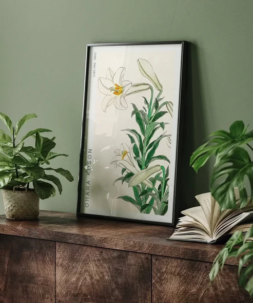 Çerçevesiz Poster Ohara Koson Zambaklar - Resim 4