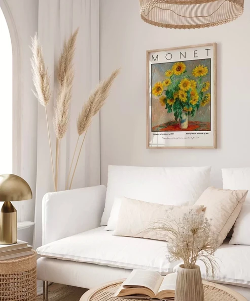 Çerçevesiz Poster Claude Monet Ayçiçeği Buketi - Resim 4