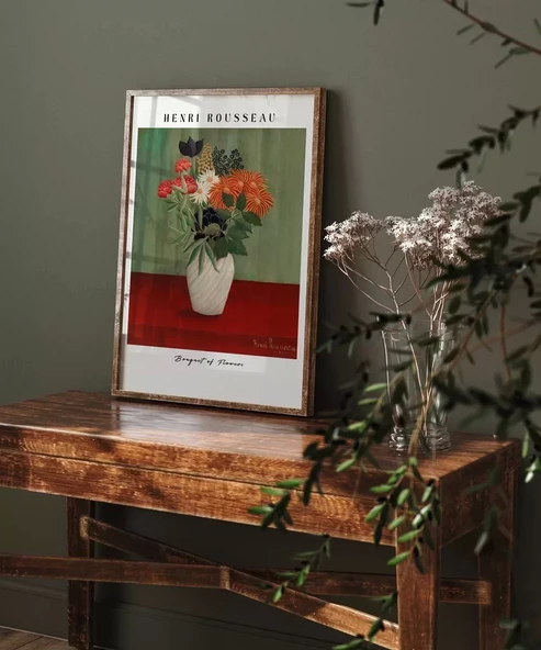 Çerçevesiz Poster Henri Rousseau Çiçek Buketi - Resim 4
