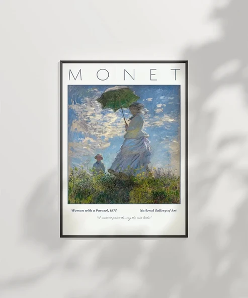 Çerçevesiz Poster Claude Monet Şemsiyeli Kadın - Resim 2