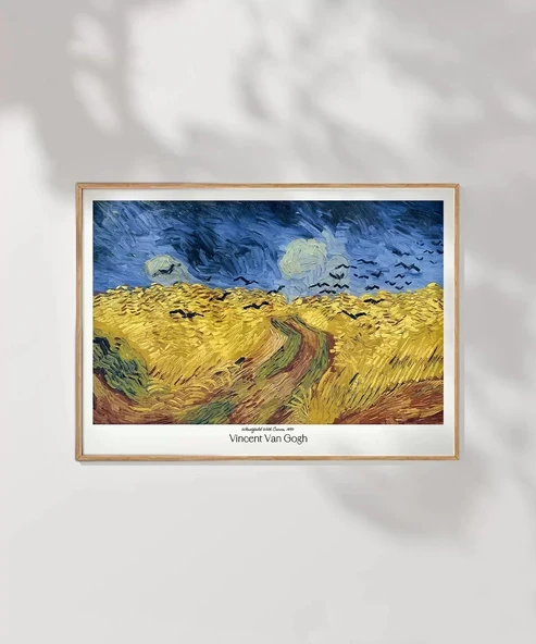 Çerçevesiz Poster Vincent Van Gogh Buğday Tarlası Ve Kargalar - Resim 7