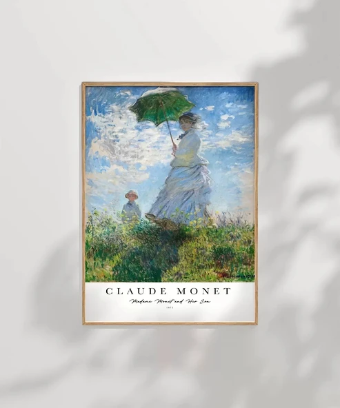 Çerçevesiz Poster Claude Monet Şemsiyeli Kadın (2) - Resim 7
